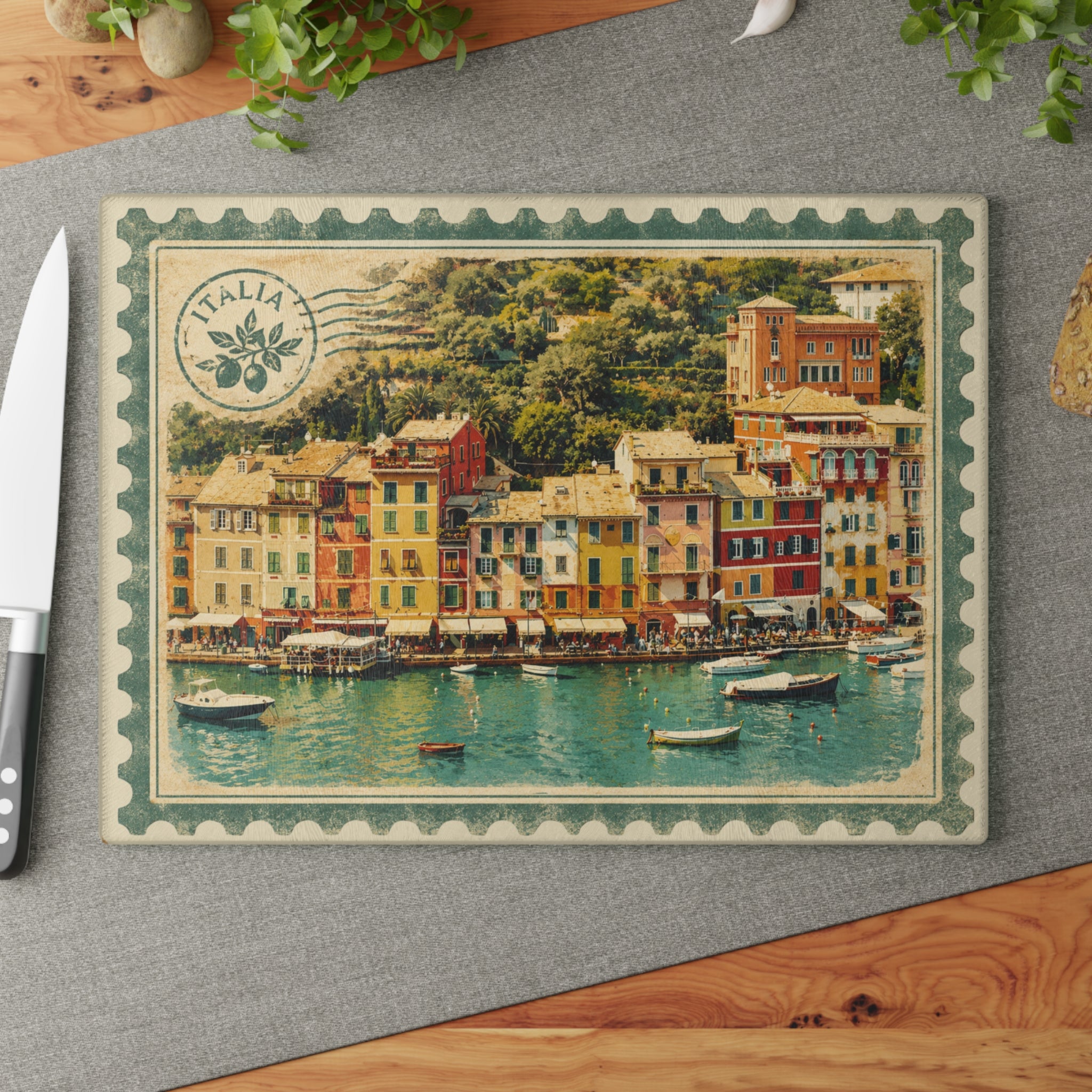 Italian Postcard Glass Cutting Board