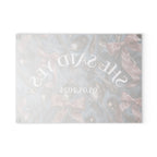 Bridal glass board styled as bridal shower gift with champagne and flowers