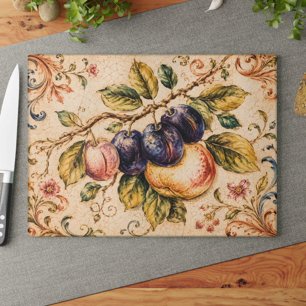Italian ceramic style glass board with non-slip rubber feet — 8x11 and 11x15 inch sizes