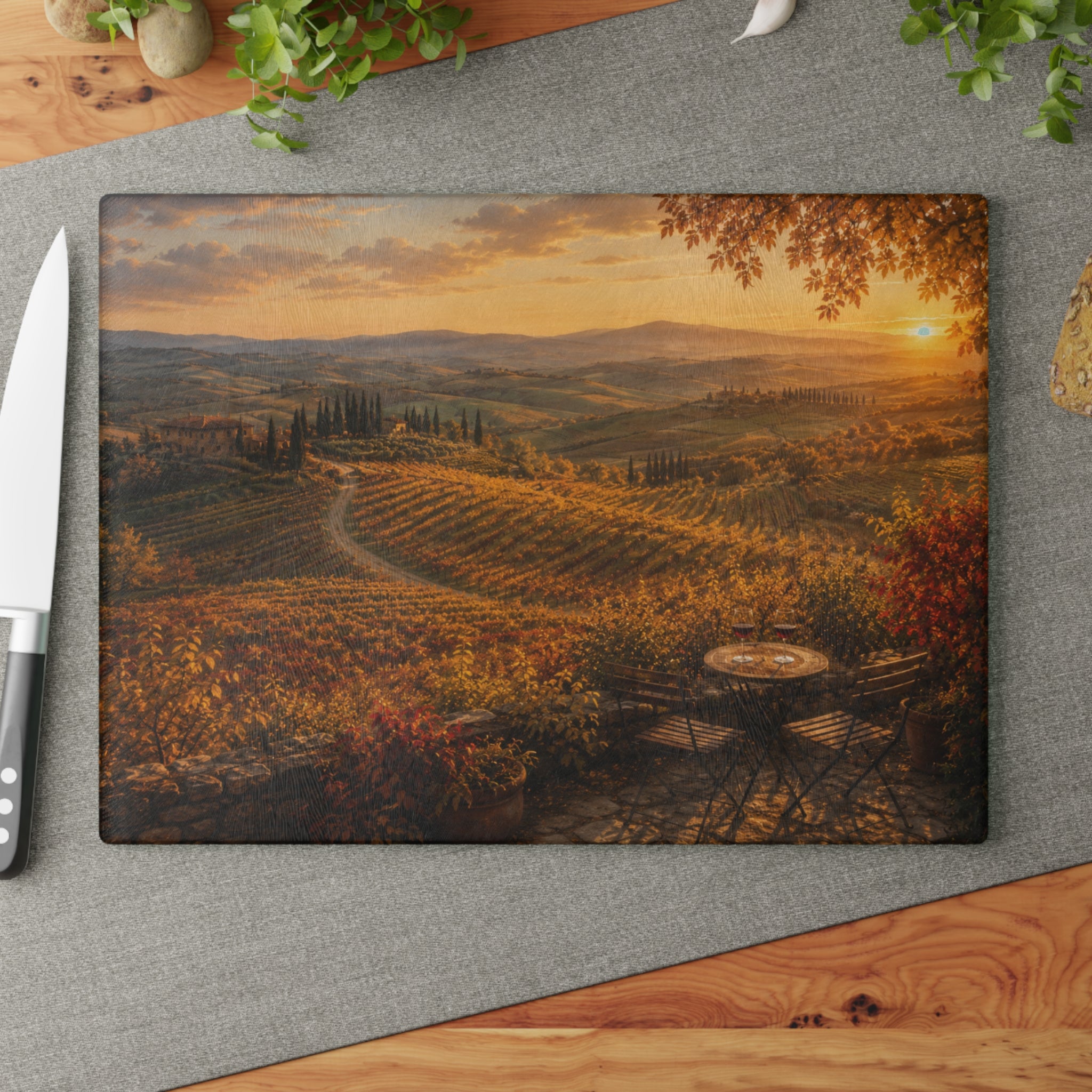 Tuscan Sunset Glass Serving Board