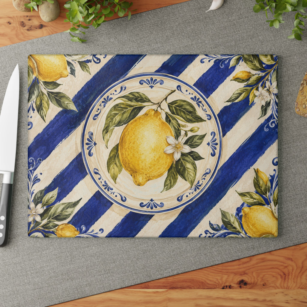 Lemon Plate Glass Cutting Board