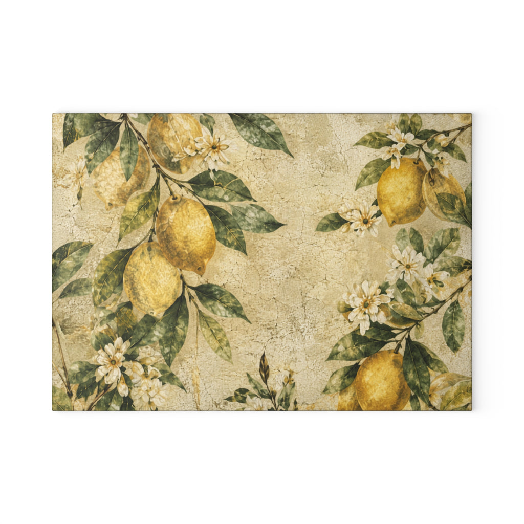 Vintage Lemon Blossom Glass Serving Board