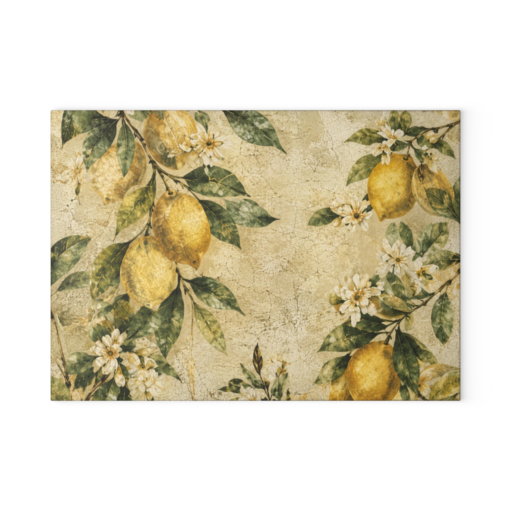 Vintage Lemon Blossom Glass Serving Board