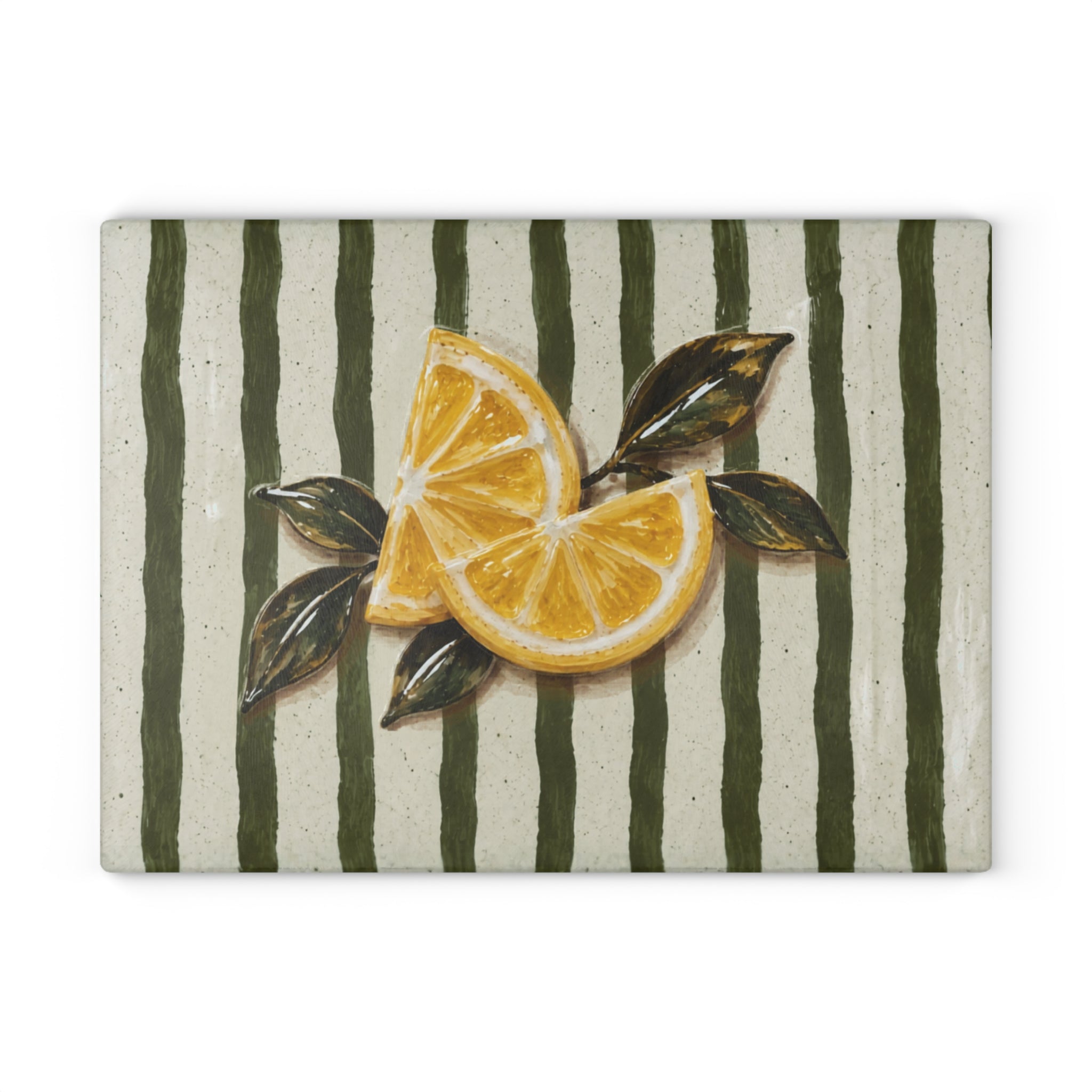 Ceramic Stripe Lemon Glass Serving Board