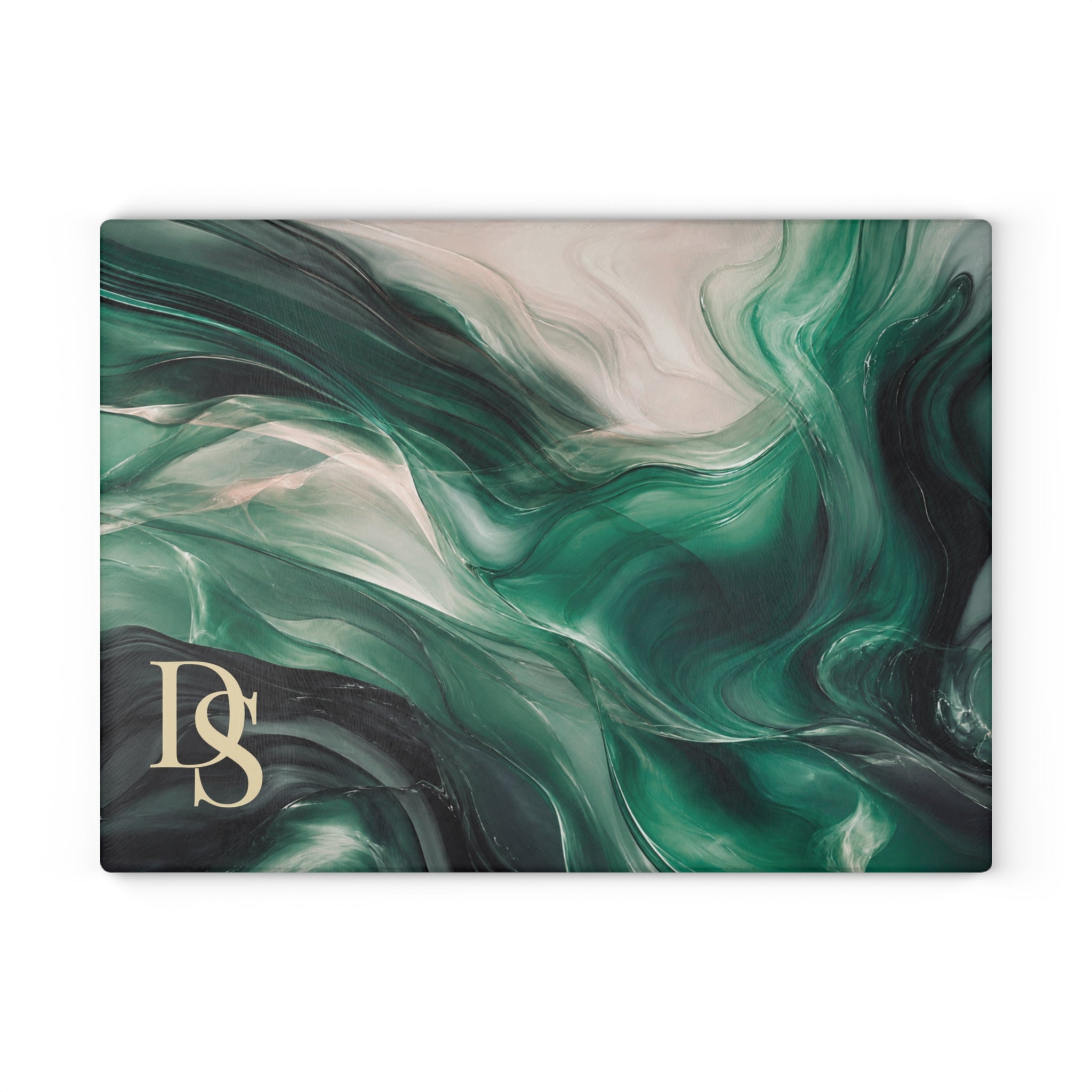Emerald Flow Monogram Glass Serving Board