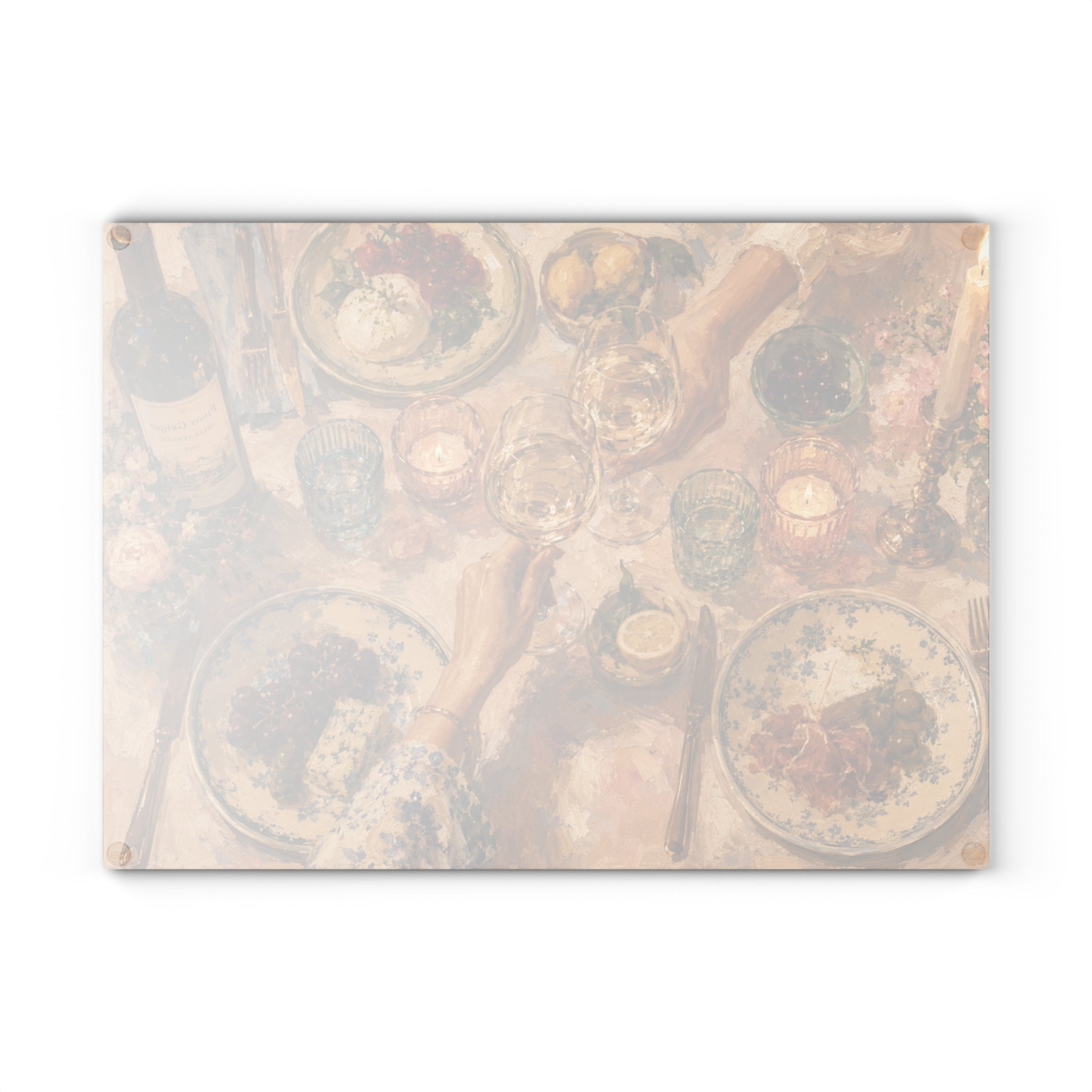Wine and Cheese Glass Serving Board — Painterly Dinner Party Charcuterie Board