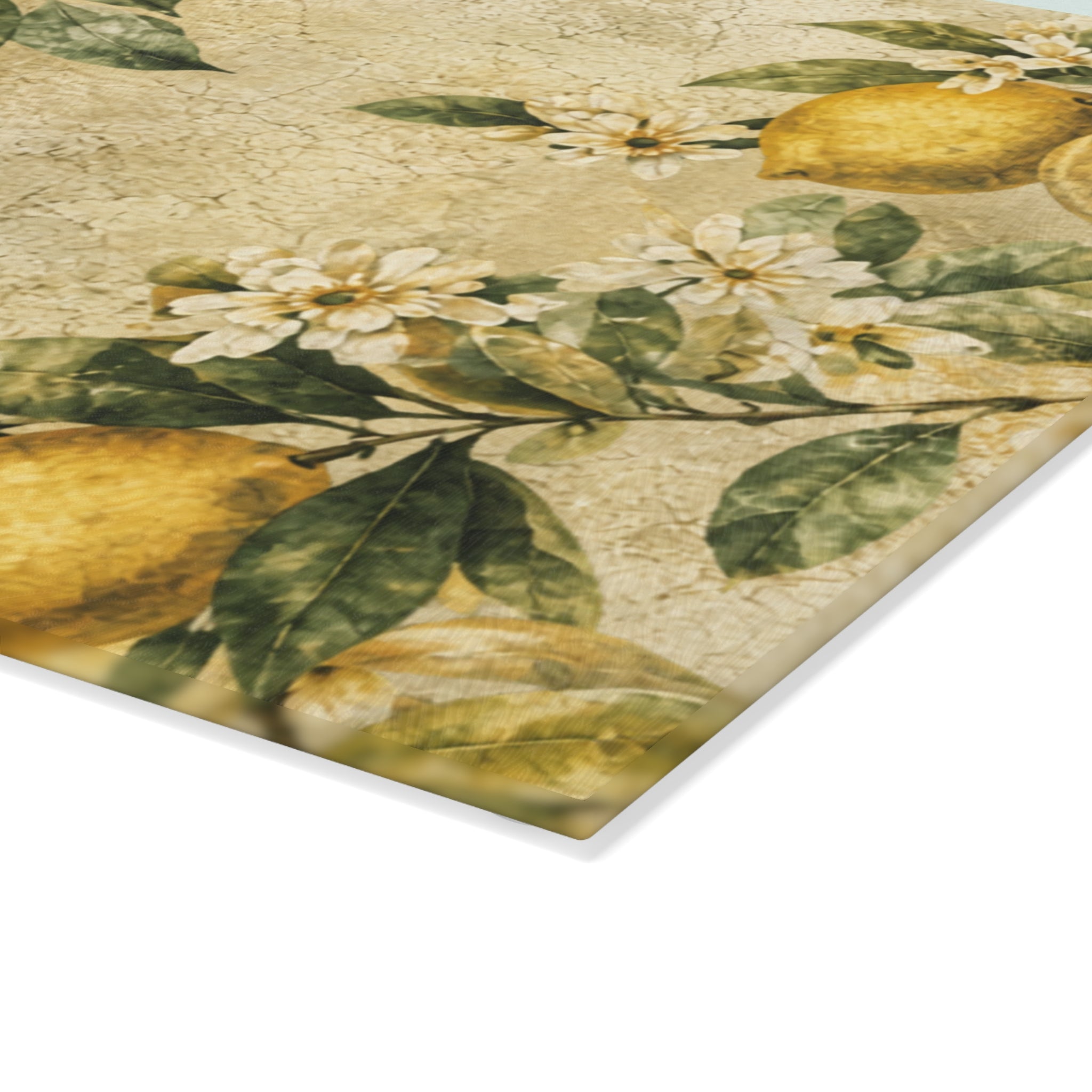 Vintage Lemon Blossom Glass Serving Board