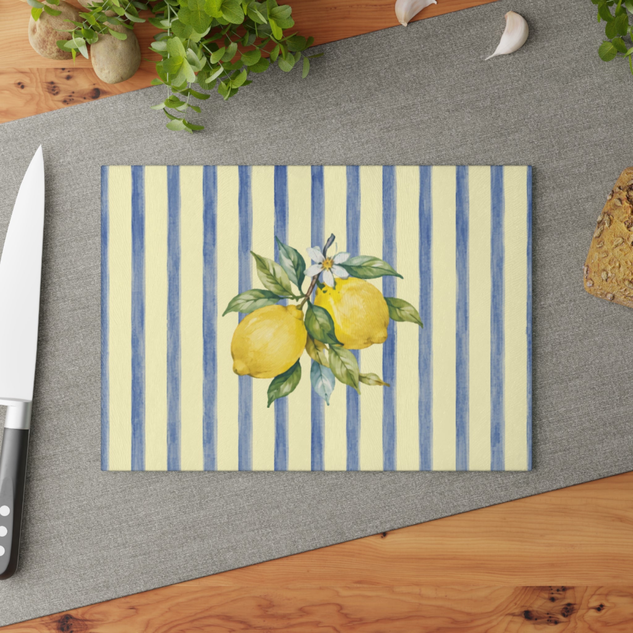 Stripe Lemon Glass Serving Board