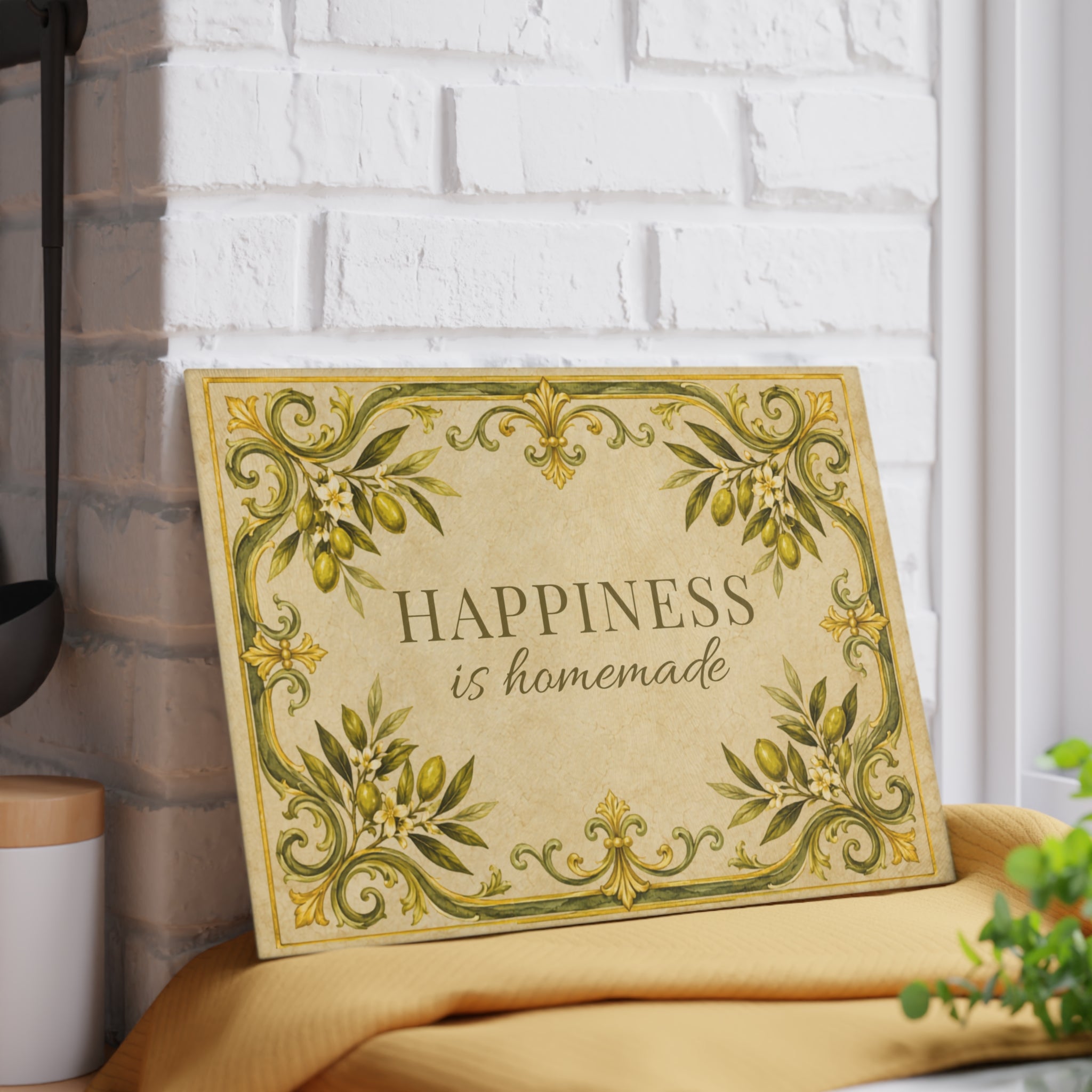 Happiness Is Homemade Couples Gift Glass Serving Board