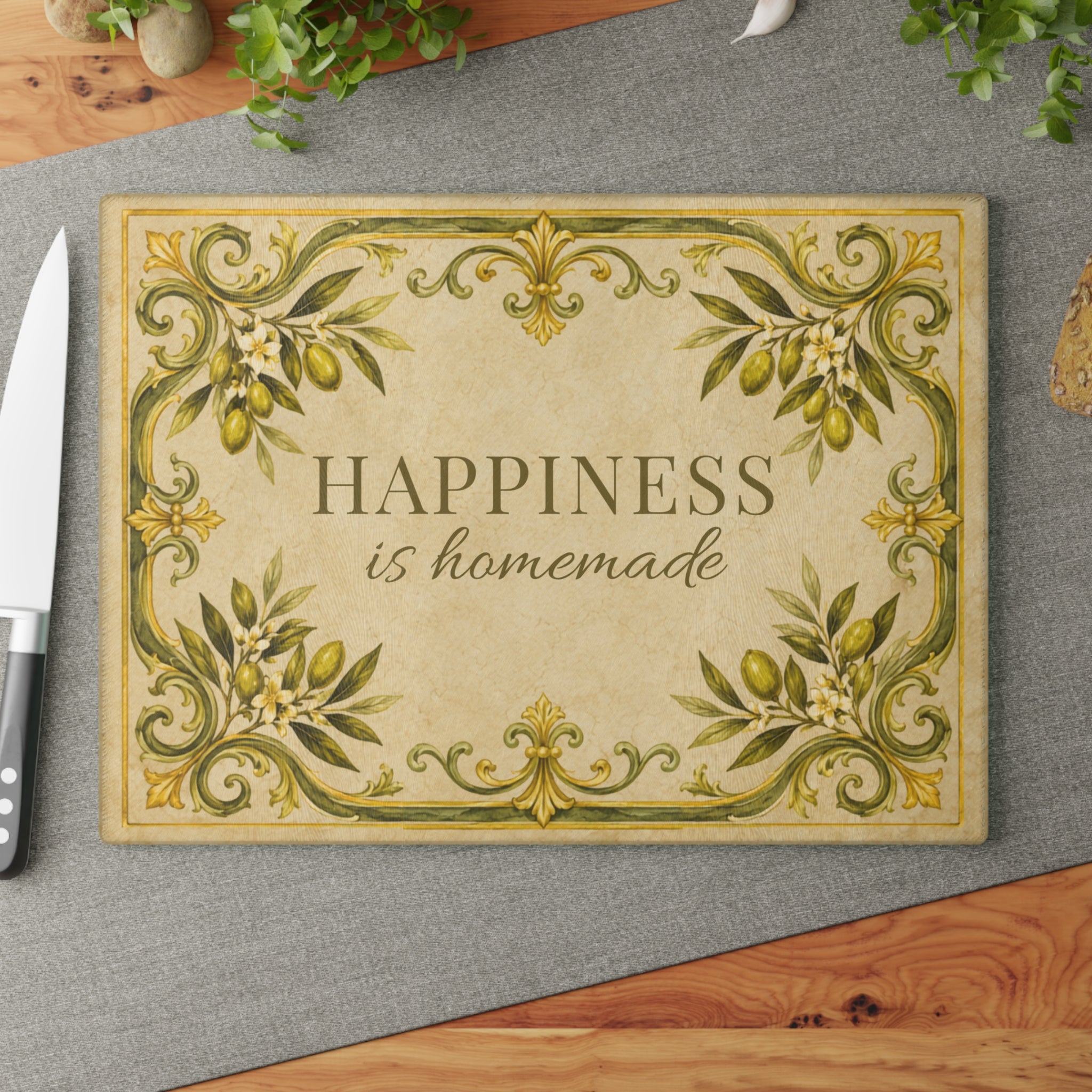 Happiness Is Homemade Couples Gift Glass Serving Board