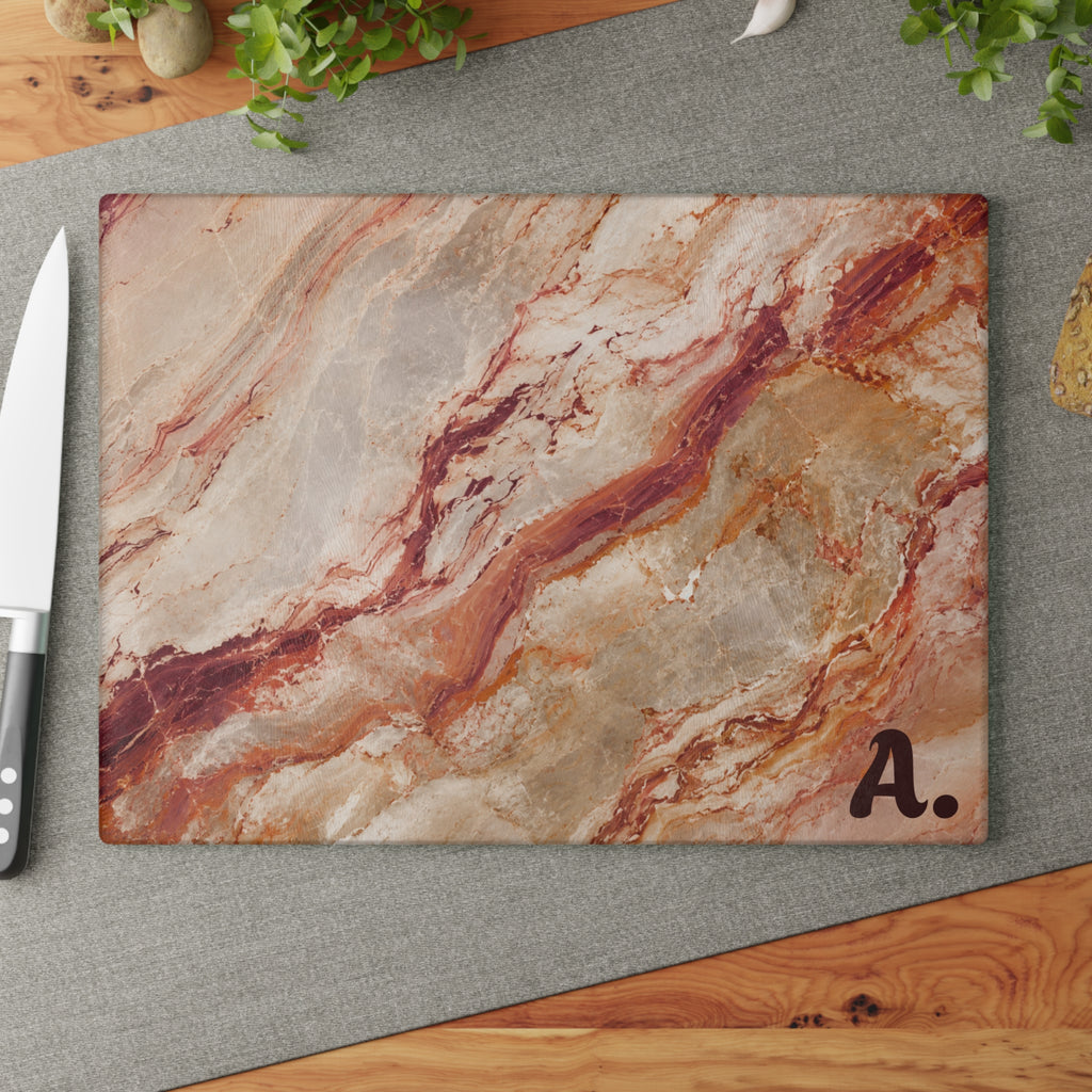 Rose Marble Glass Serving Board