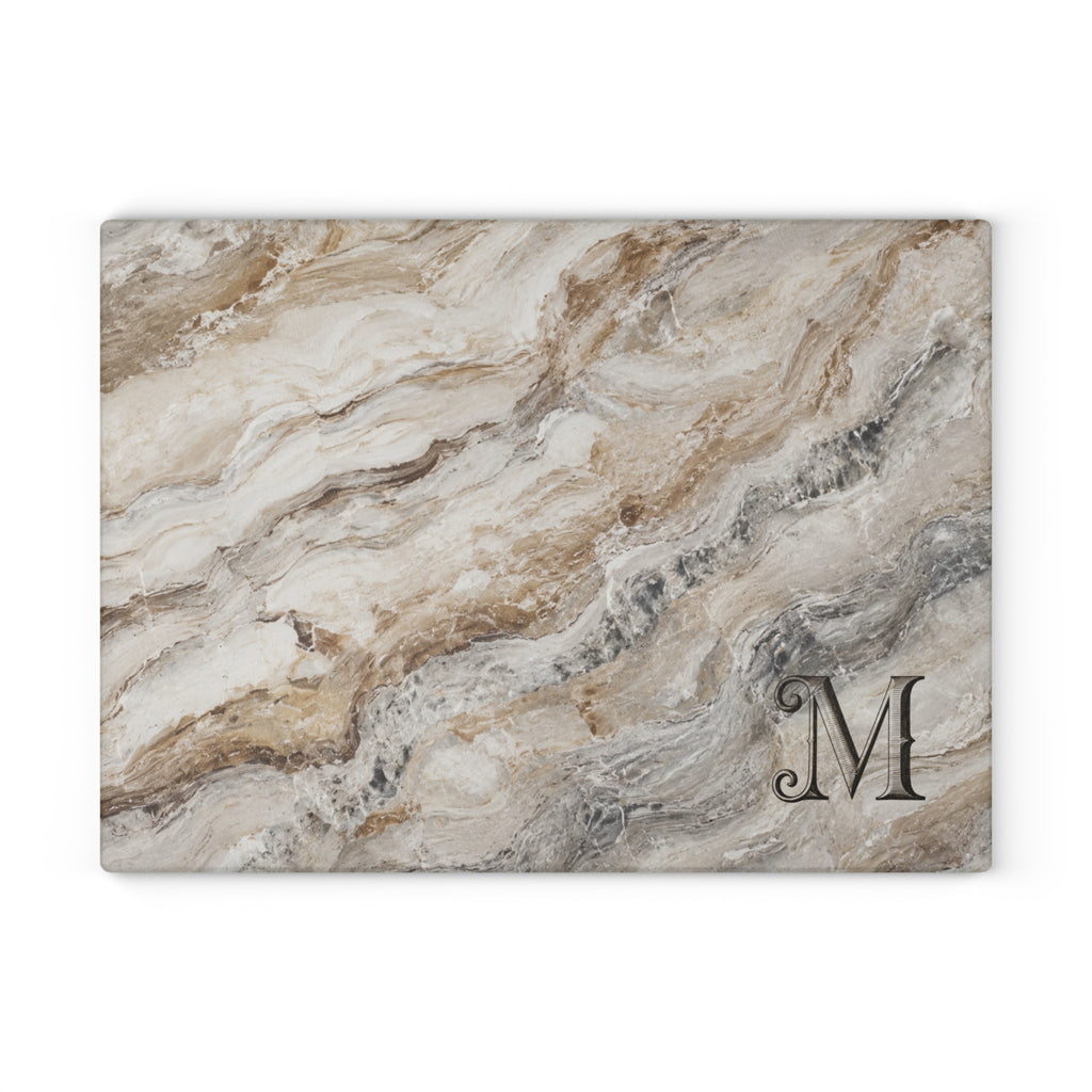 Custom initial glass board styled as wedding or housewarming gift