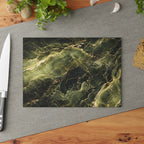 Deep Green Marble Glass Serving Board