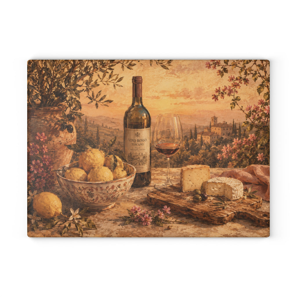 Tuscan Wine & Cheese Glass Serving Board