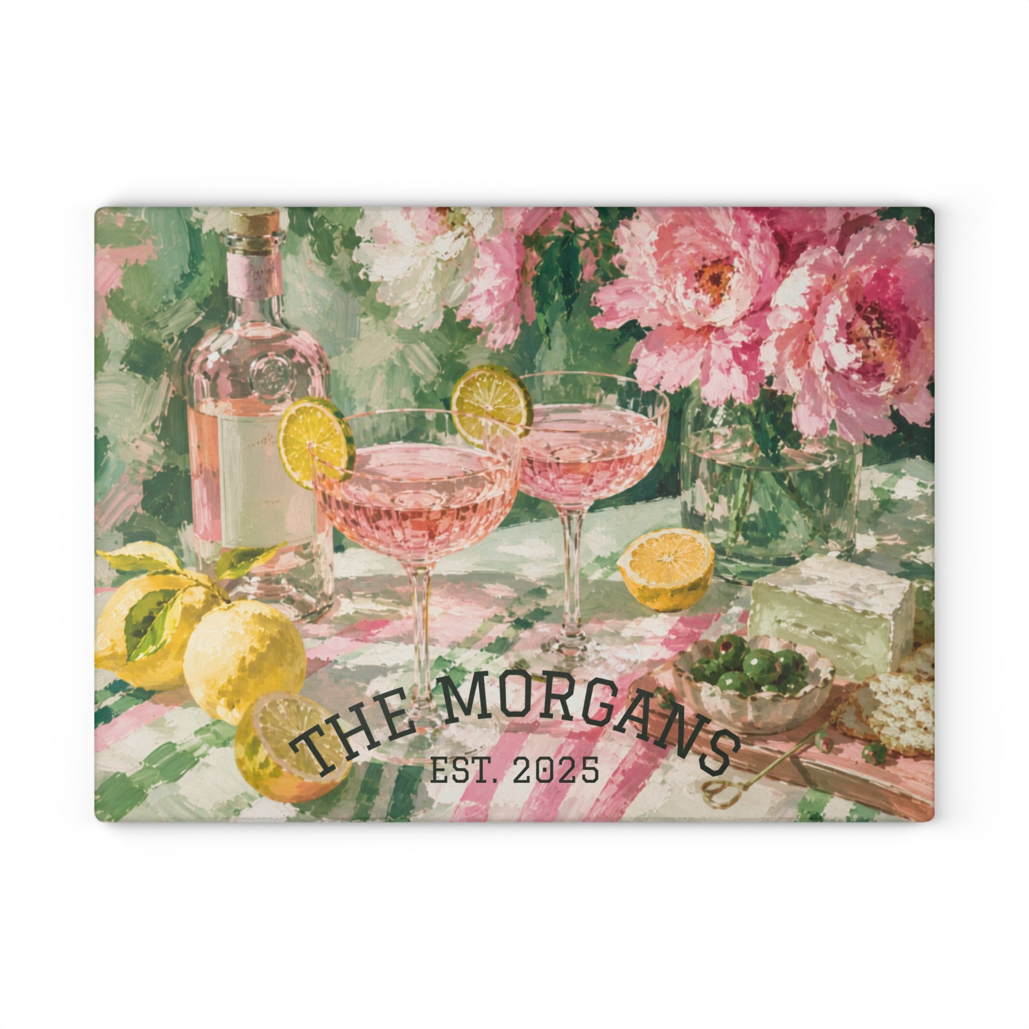 Personalized Cocktail Garden Glass Serving Board