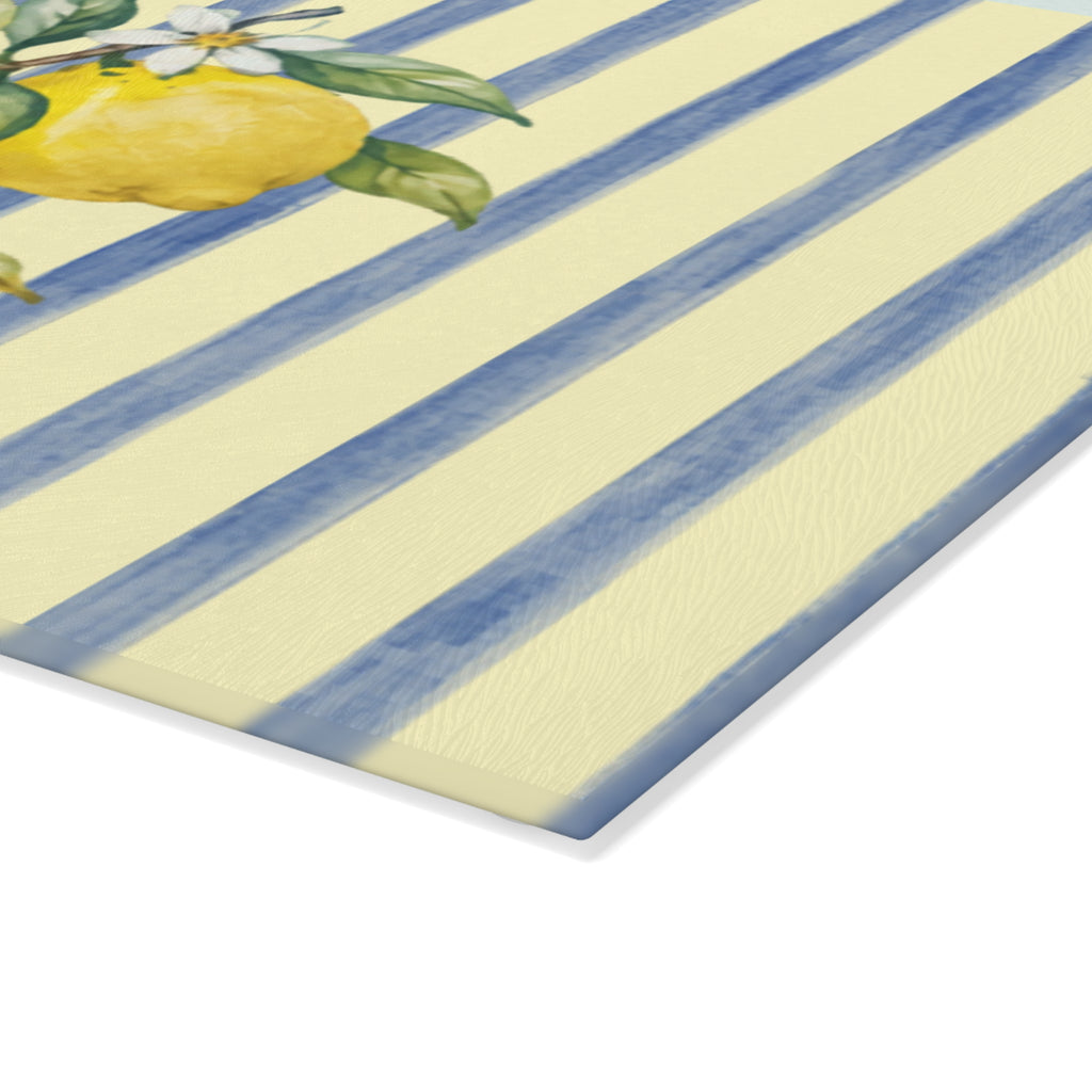 Stripe Lemon Glass Serving Board