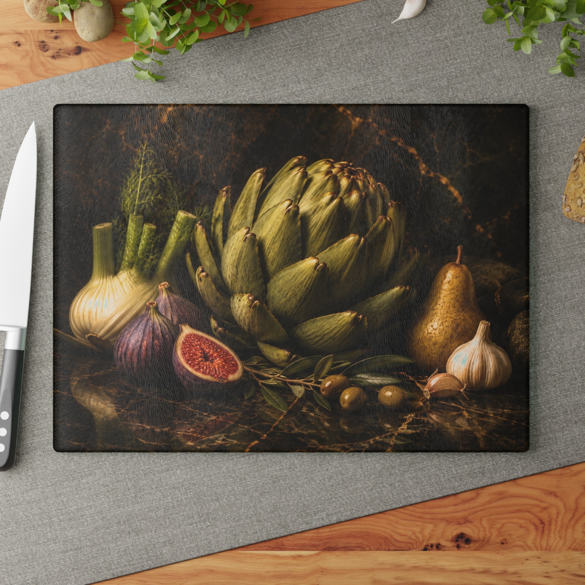 Dark Harvest Glass Serving Board
