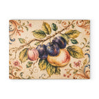 Old world Italian fruit glass board styled on rustic wood counter with wine and cheese
