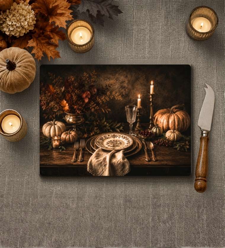 Autumn Life Glass Cheese Board