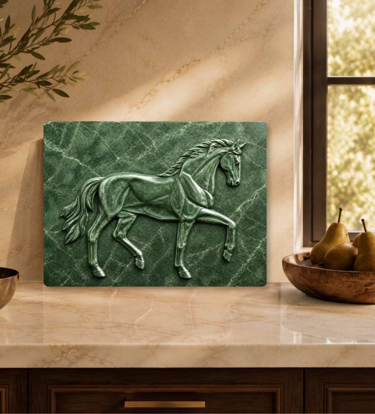 Green Marble Horse Glass Board