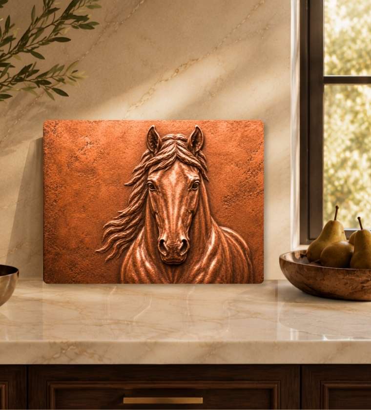 Glass Cheese Board for Horse Lovers