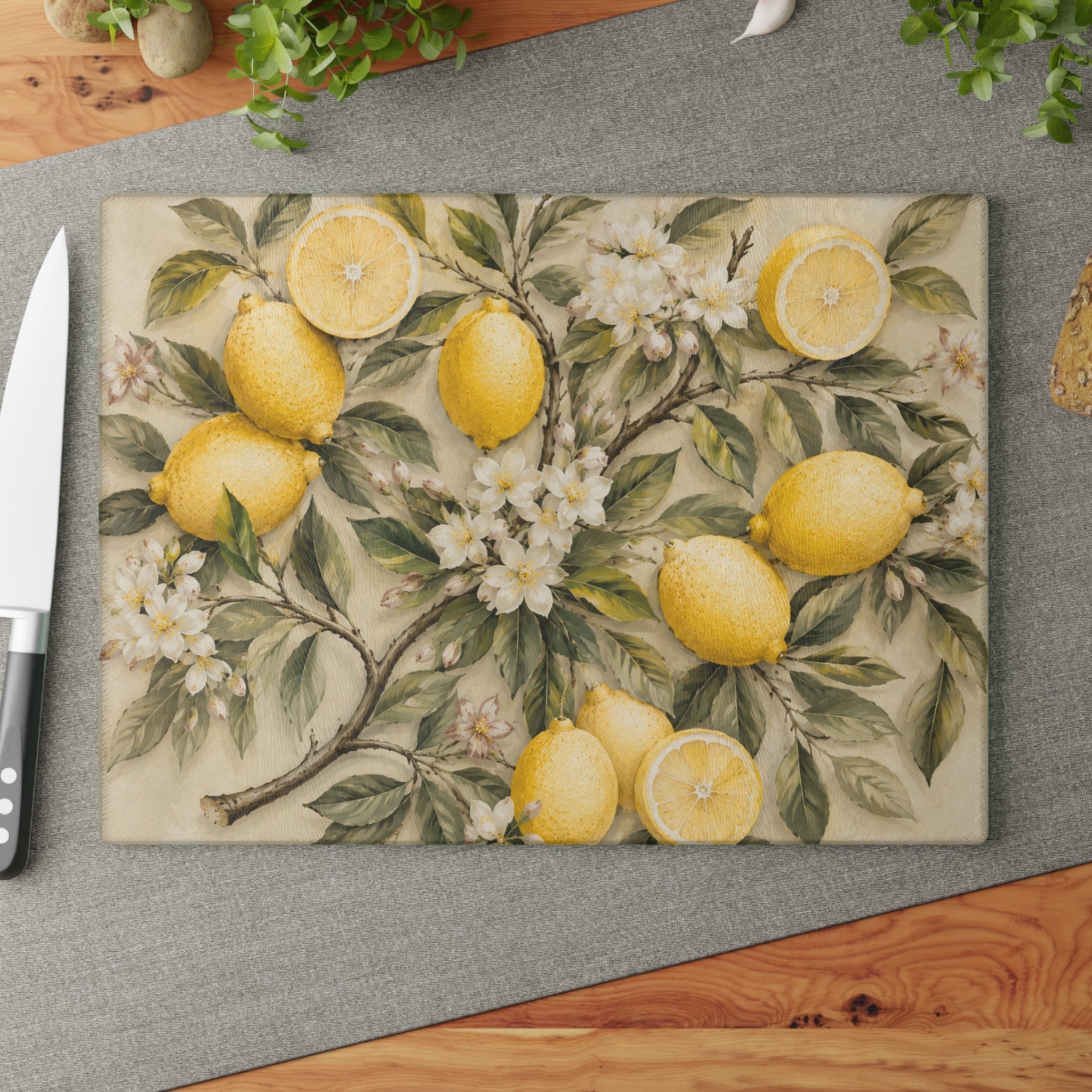 Pastel Lemon Glass Cutting Board