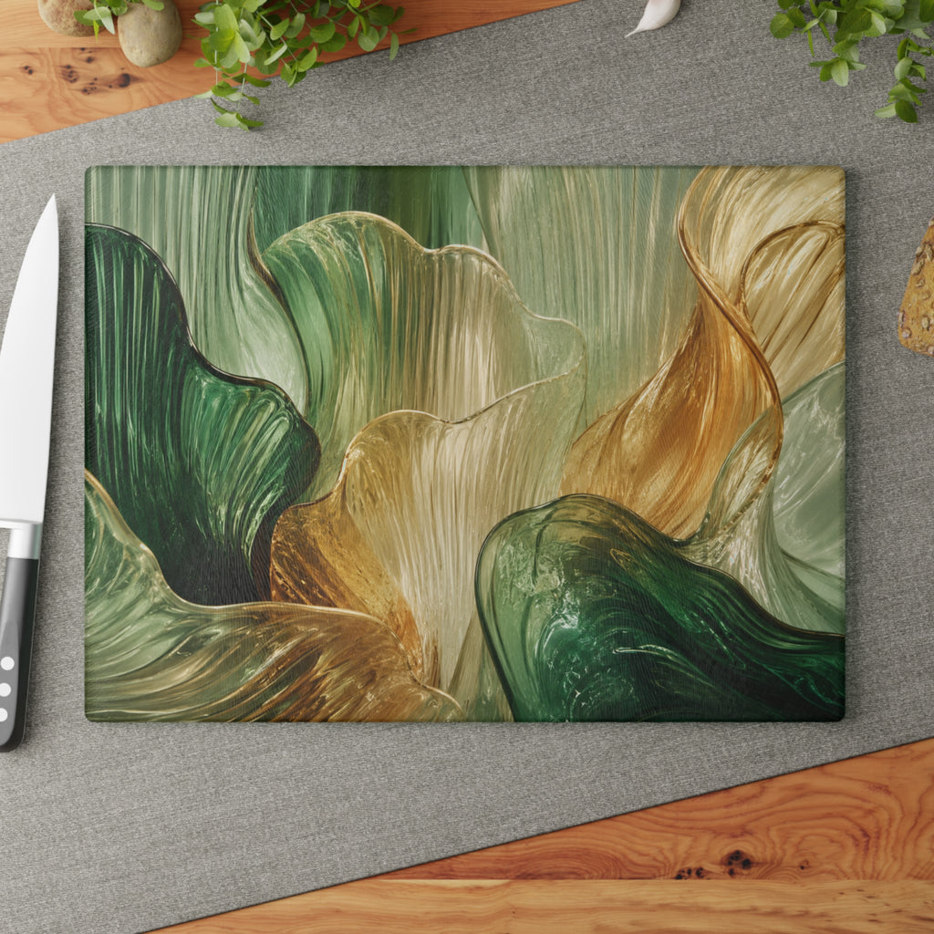 Emerald Art Glass Serving Board — Modern Kitchen Decor & Luxury Housewarming Gift