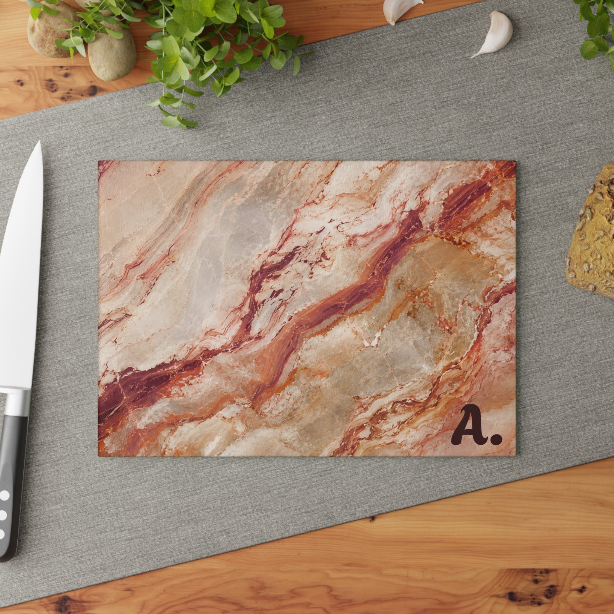 Rose Marble Glass Serving Board
