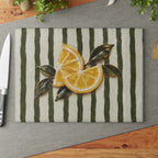 Ceramic Stripe Lemon Glass Serving Board