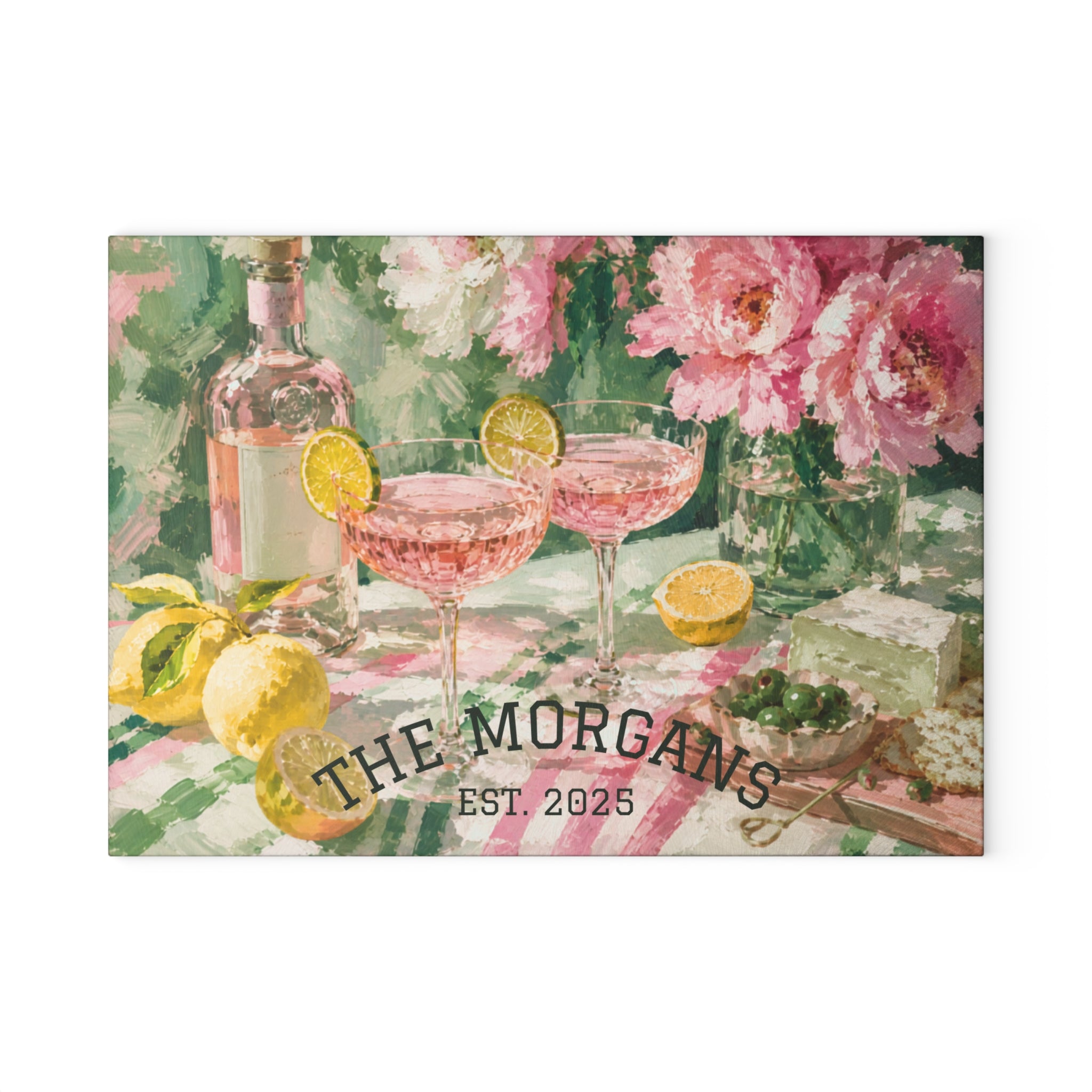 Personalized Cocktail Garden Glass Serving Board
