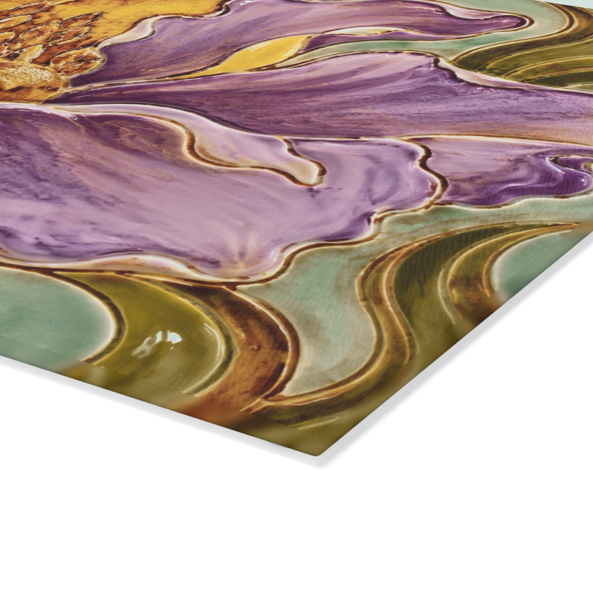 Purple Iris Art Nouveau Glass Serving Board