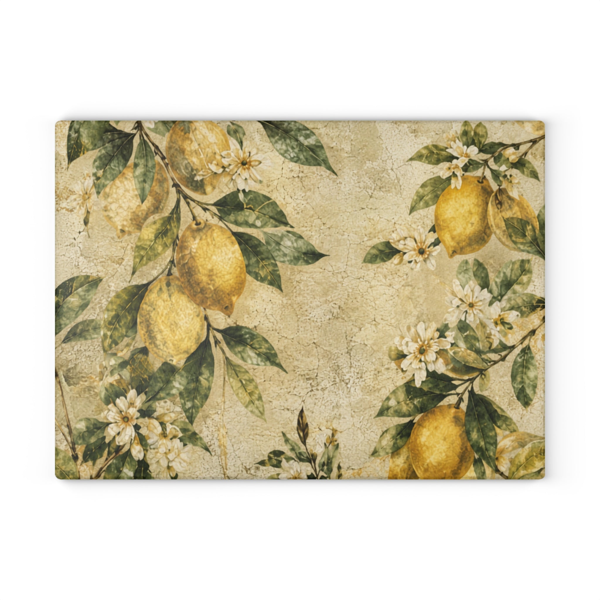 Vintage Lemon Blossom Glass Serving Board