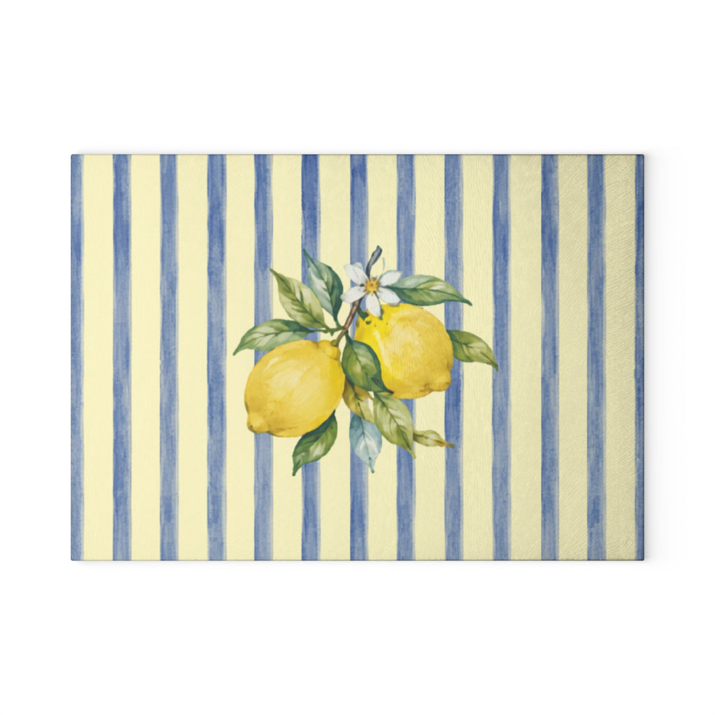 Stripe Lemon Glass Serving Board