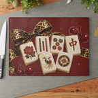 Mahjong Game Night Glass Cheese Board