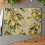 Vintage Lemon Blossom Glass Serving Board