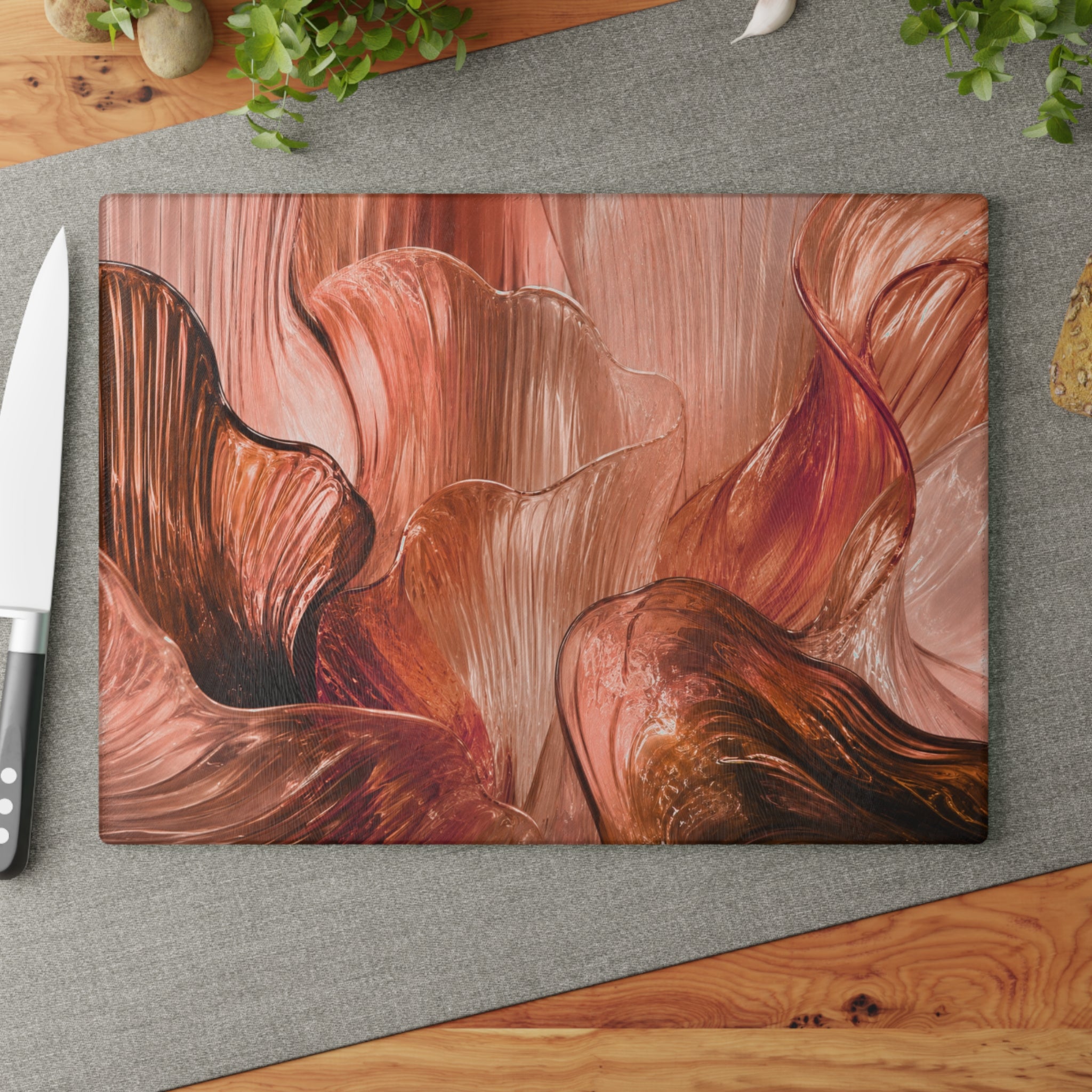 Rose Copper Flow Glass Serving Board