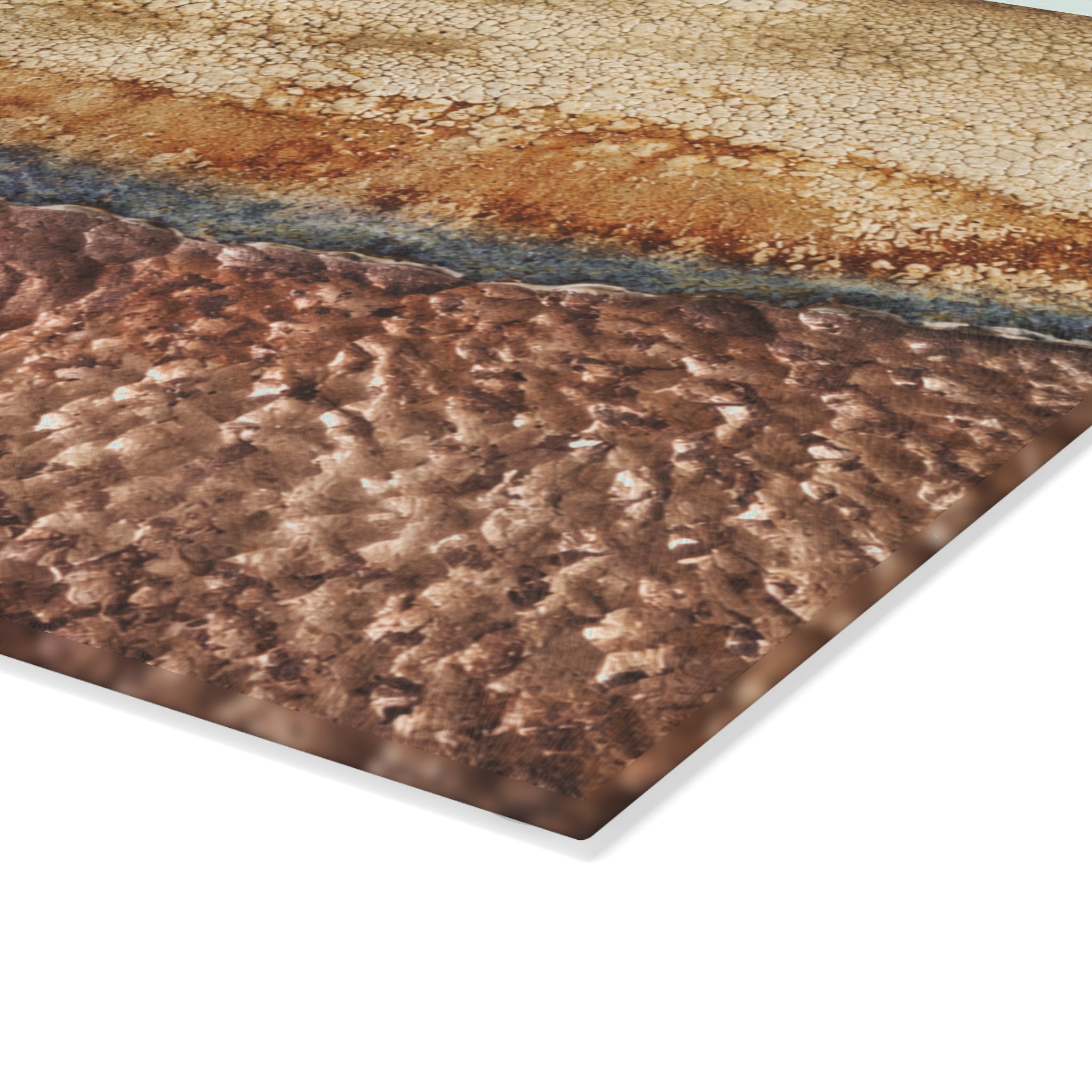 Earth Tone Abstract Glass Serving Board — Rustic Brown & Beige Kitchen Decor