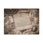 Romantic wedding vow keepsake on aged paper with pearl and lace styling — bridal shower gift