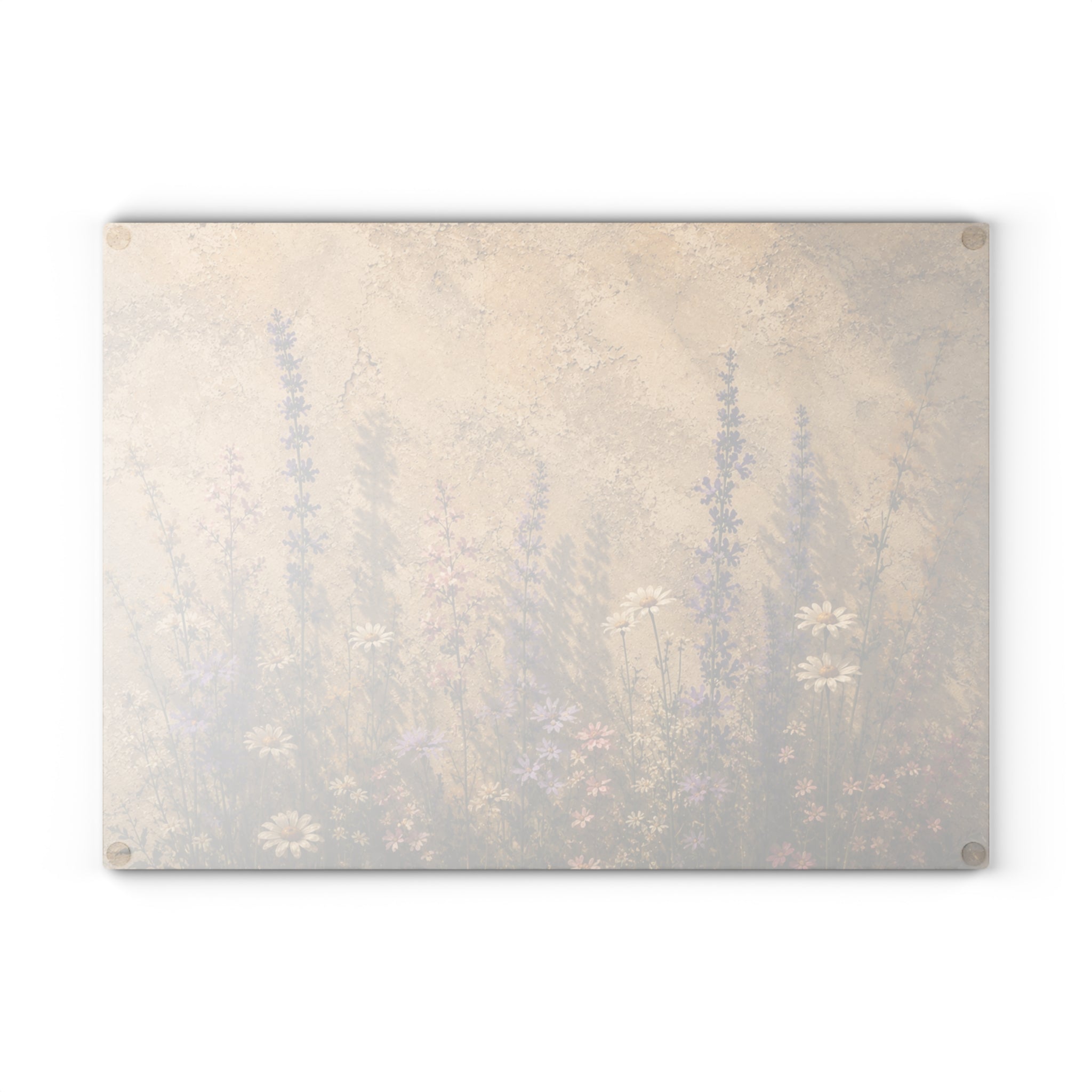 Lavender Wildflower Glass Cheese Board — Cottage Kitchen Gift for Her
