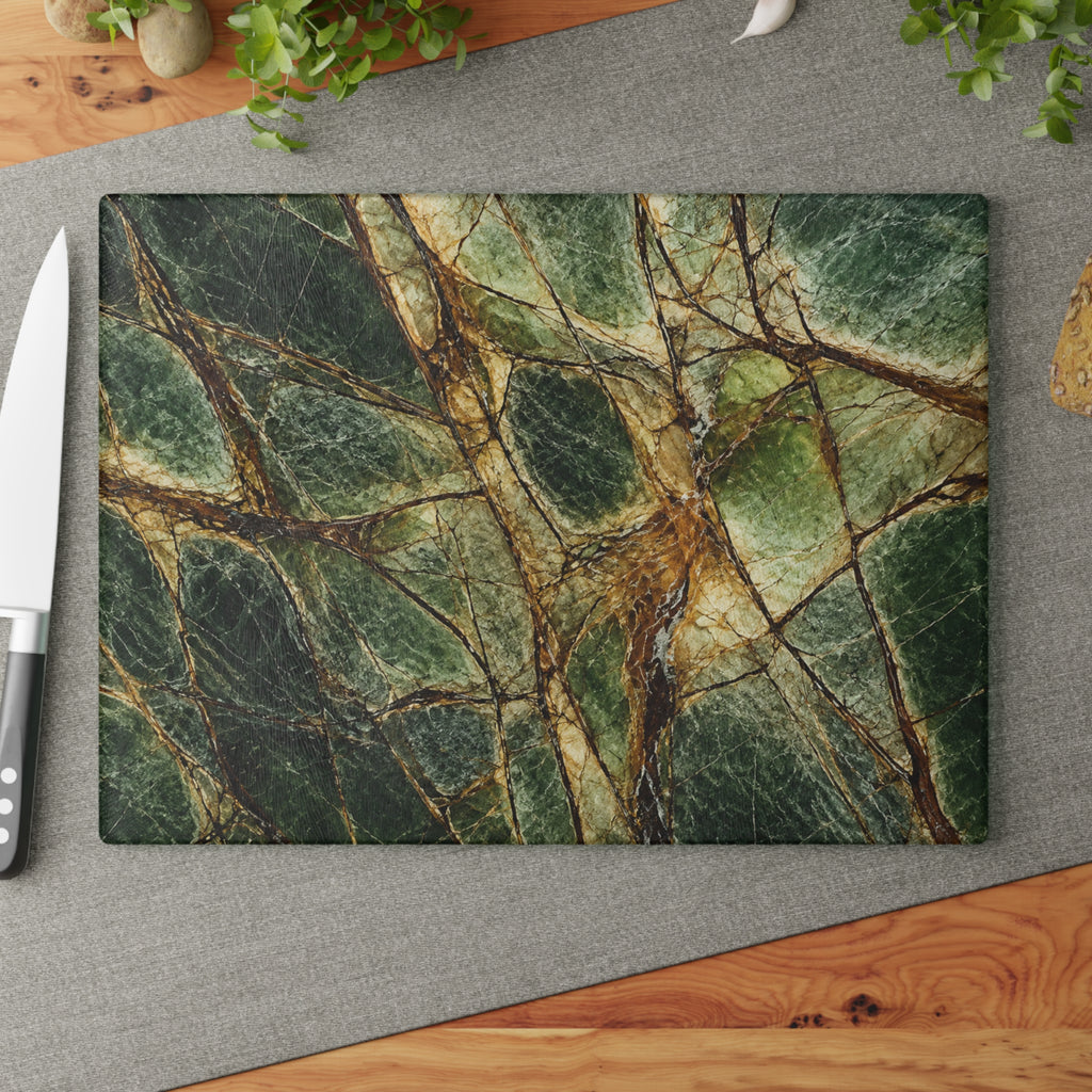 Forest Green Marble Glass Serving Board