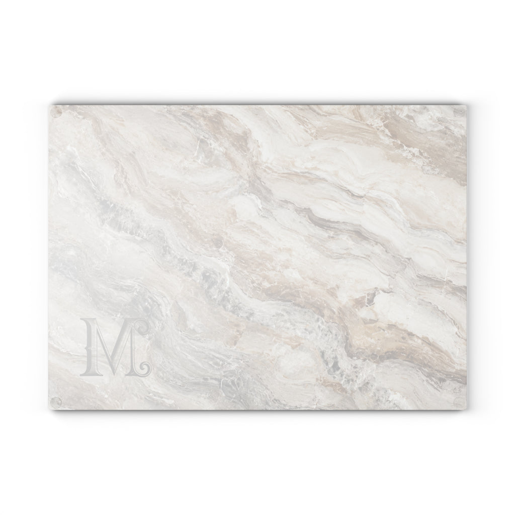 Personalized glass charcuterie board — 8x11 and 11x15 inch, custom monogram gift for her
