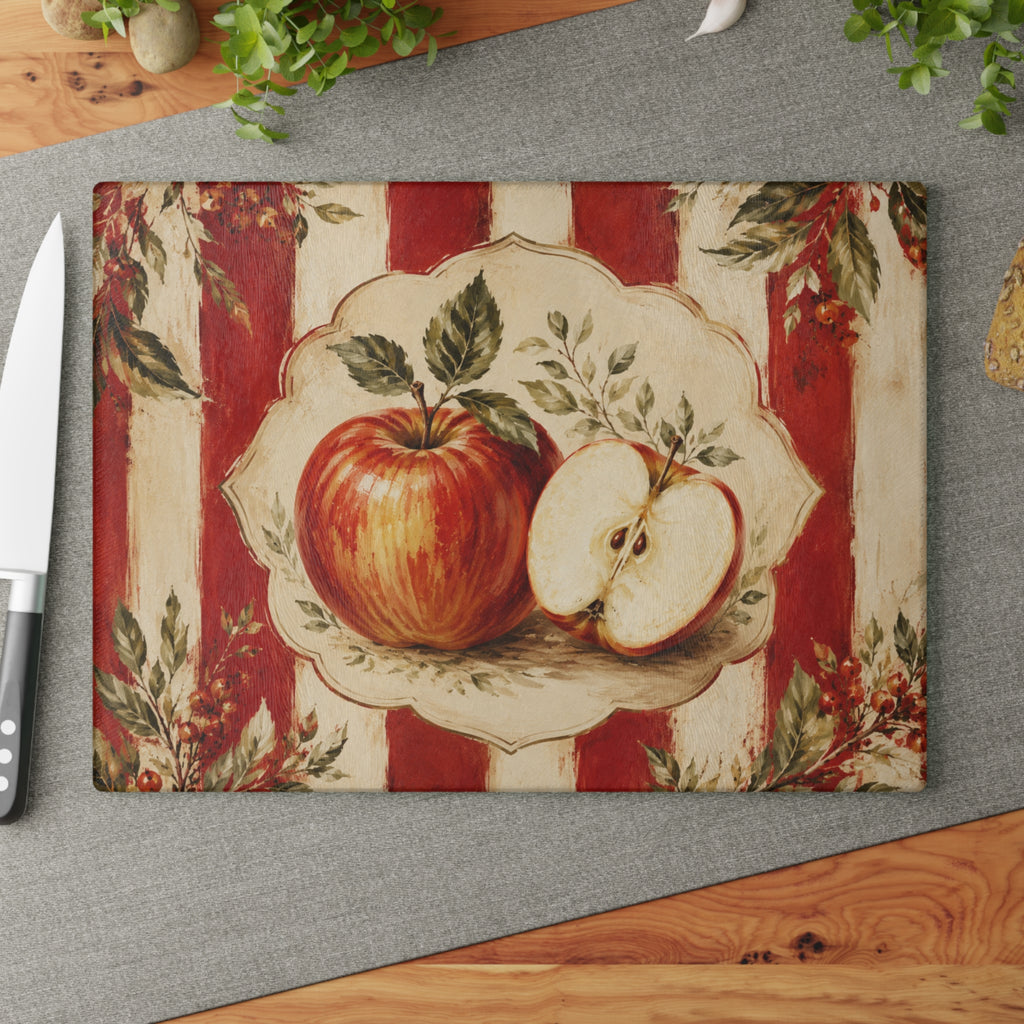 Red Apple Glass Serving Board