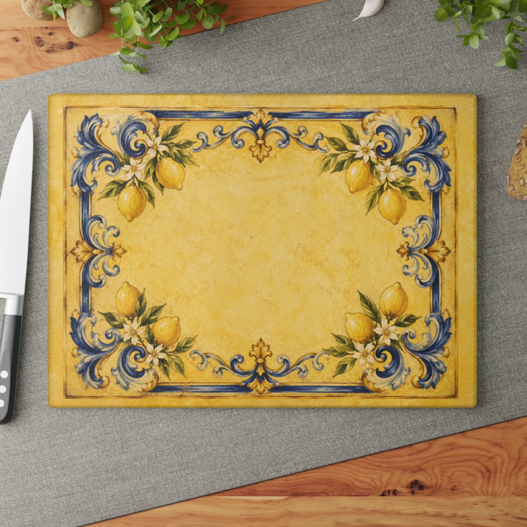 Sicilian Lemon Majolica Glass Serving Board