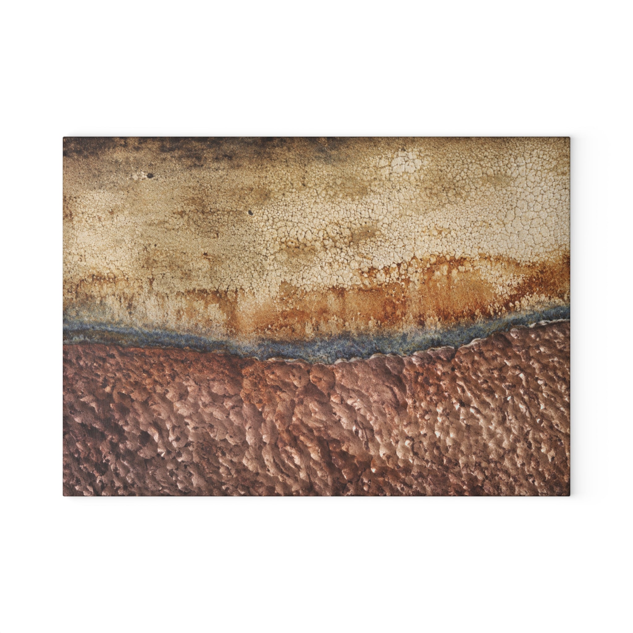 Earth Tone Abstract Glass Serving Board — Rustic Brown & Beige Kitchen Decor