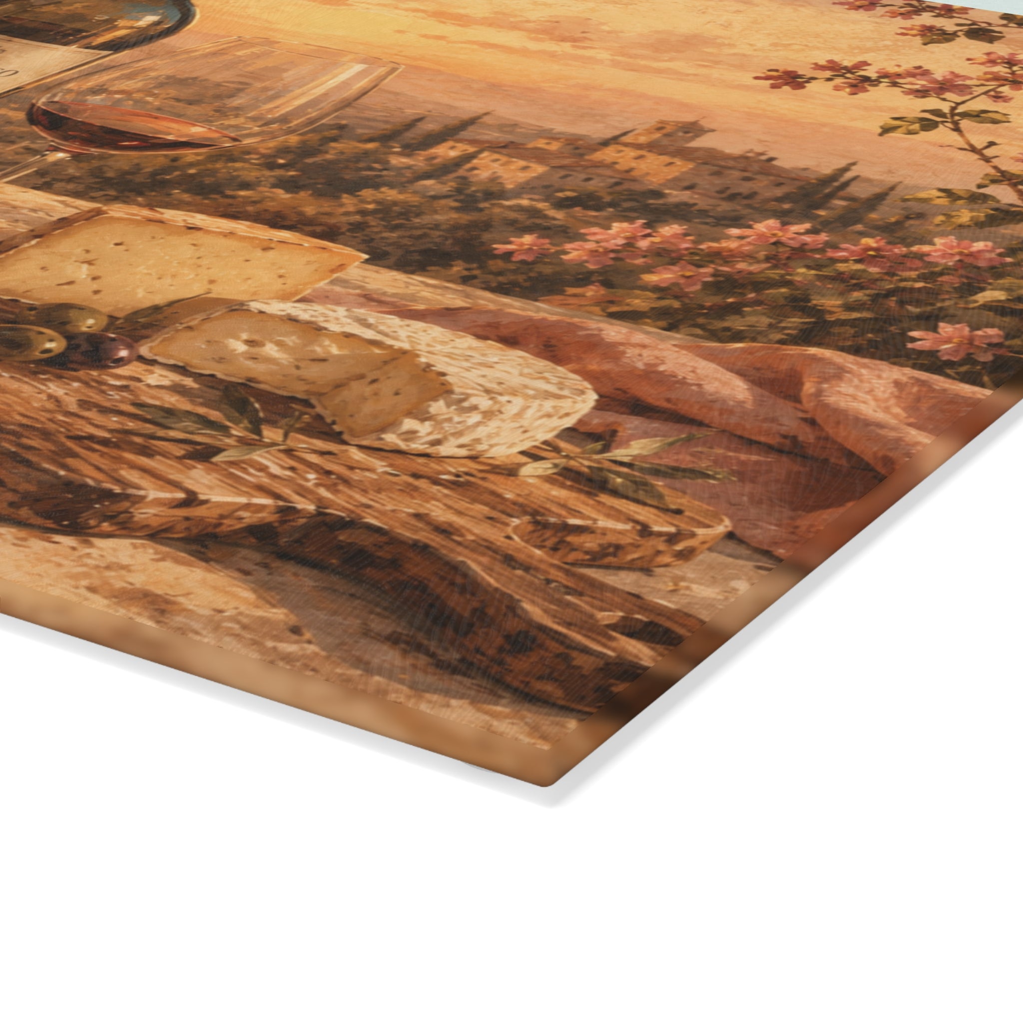 Tuscan Wine & Cheese Glass Serving Board