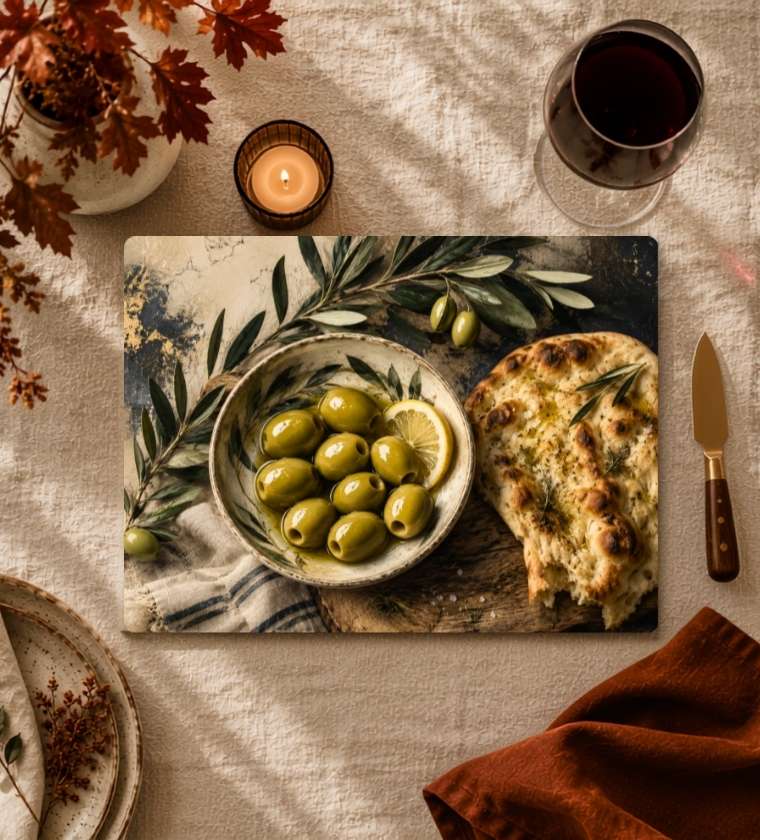 Olive Brunch Glass Cheese Board