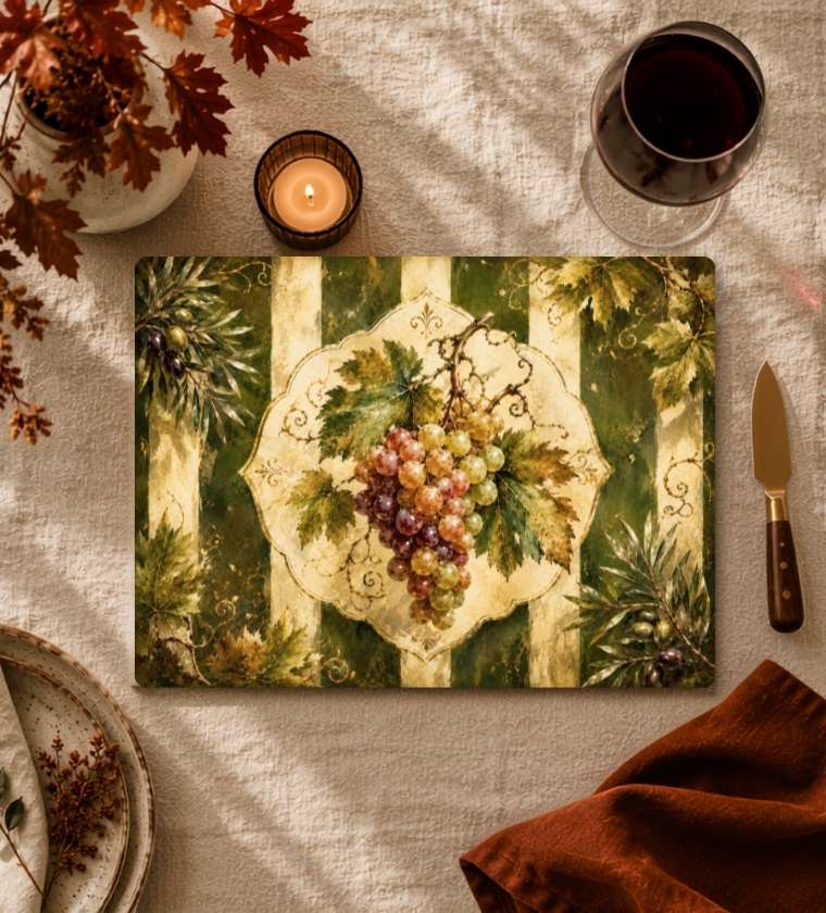 Vintage Kitchen Decor Glass Cheese Board