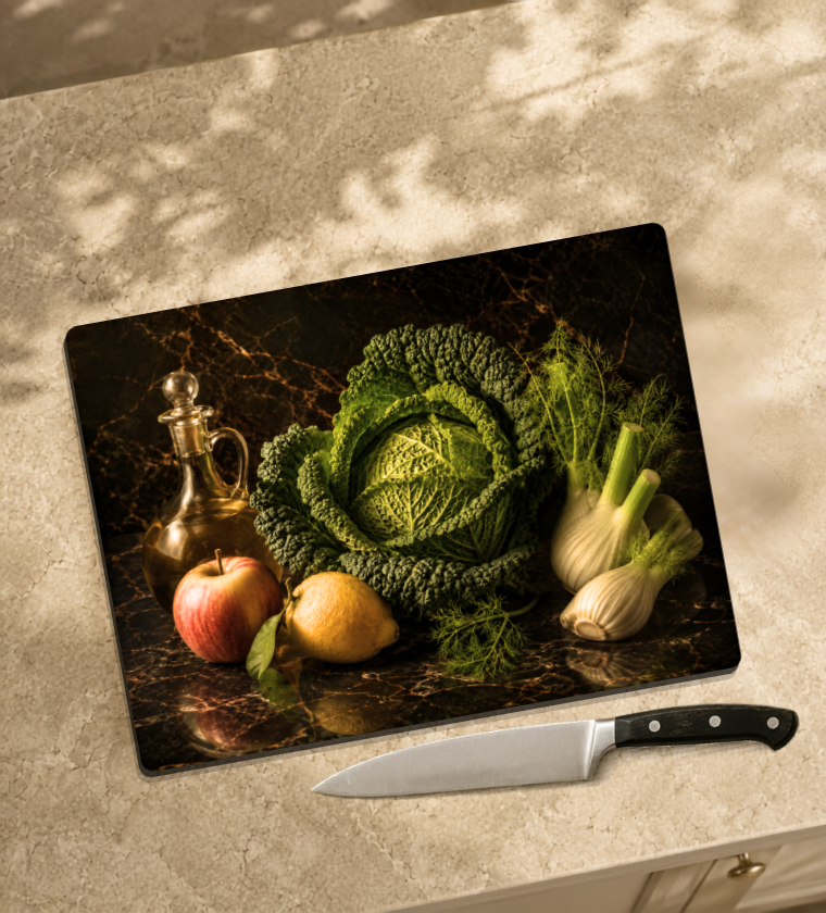 Garden Harvest Glass Serving Board