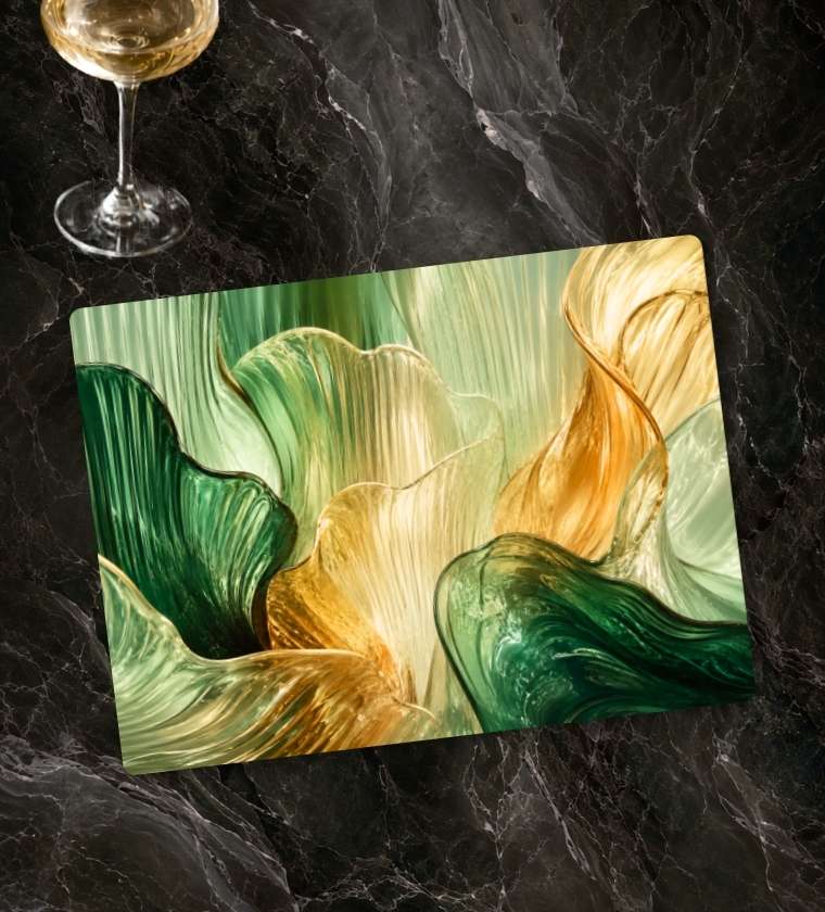 Emerald Leaf Glass Serving Board