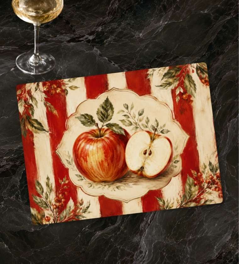 Red Apple Glass Serving Board